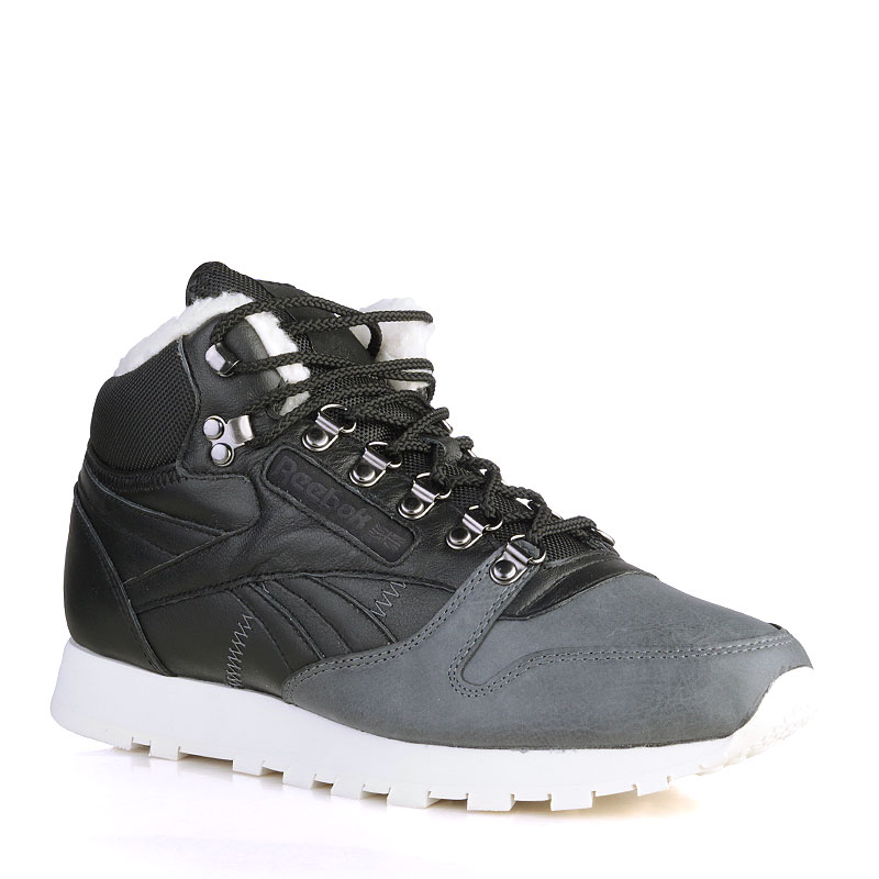 мужские черные ботинки Reebok CL Leather Mid Sherpa V67028 - цена, описание, фото 1